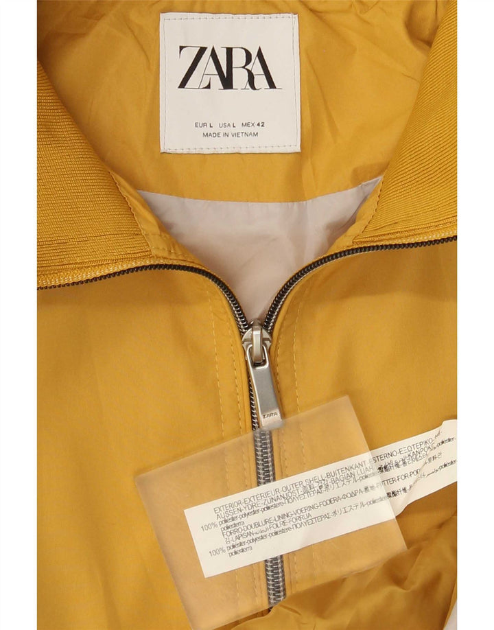 Zara Herren Bomberjacke UK 40 Large Gelb Polyester