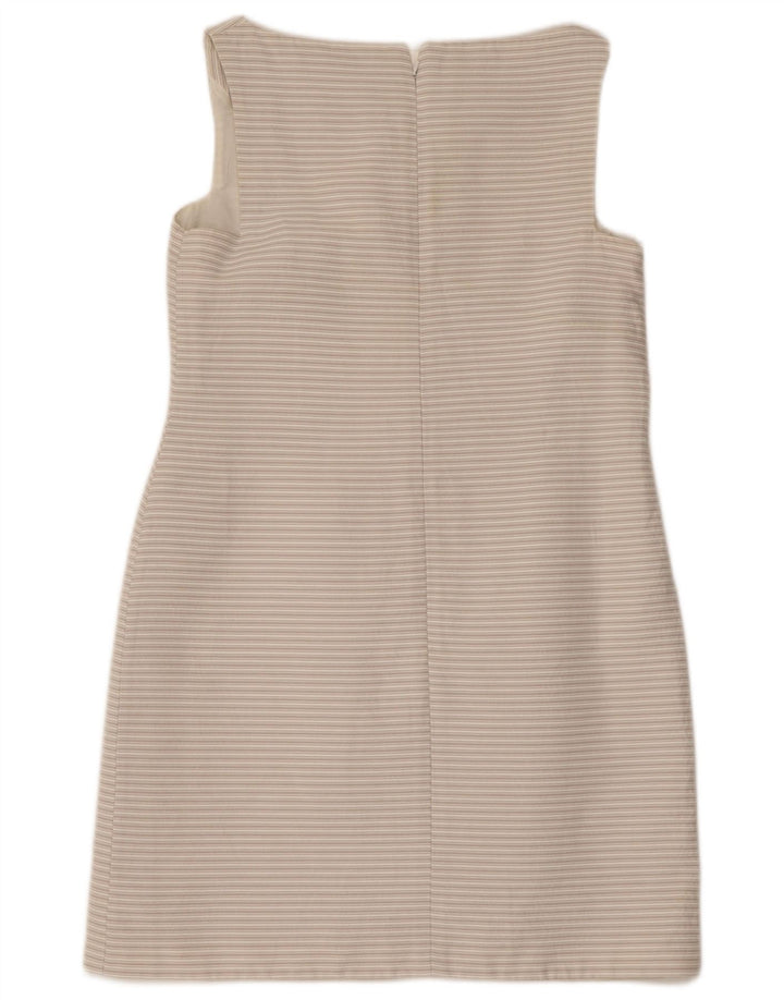 L.K. BENNETT Damen Ärmelloses Etuikleid UK 12 Mittelgrau gestreift