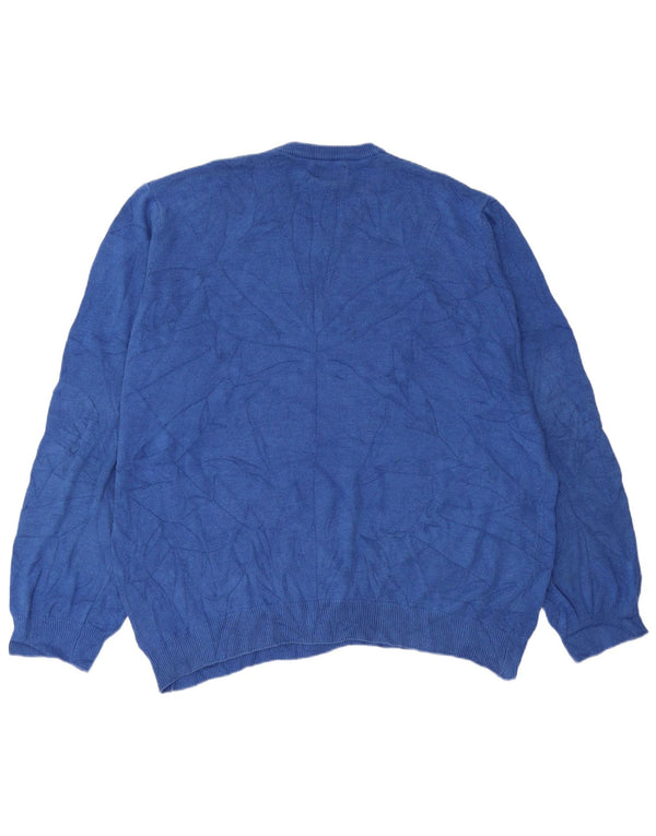 Marks & Spencer Herren-Pullover mit V-Ausschnitt, 2XL, blaue Baumwolle