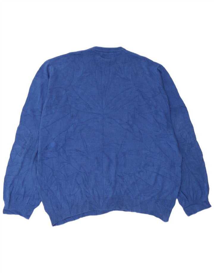 Marks & Spencer Herren-Pullover mit V-Ausschnitt, 2XL, blaue Baumwolle