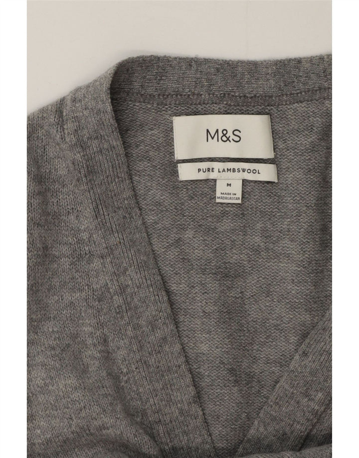 MARKS & SPENCER Herren-Strickjacke aus mittelgrau gefleckter Lammwolle