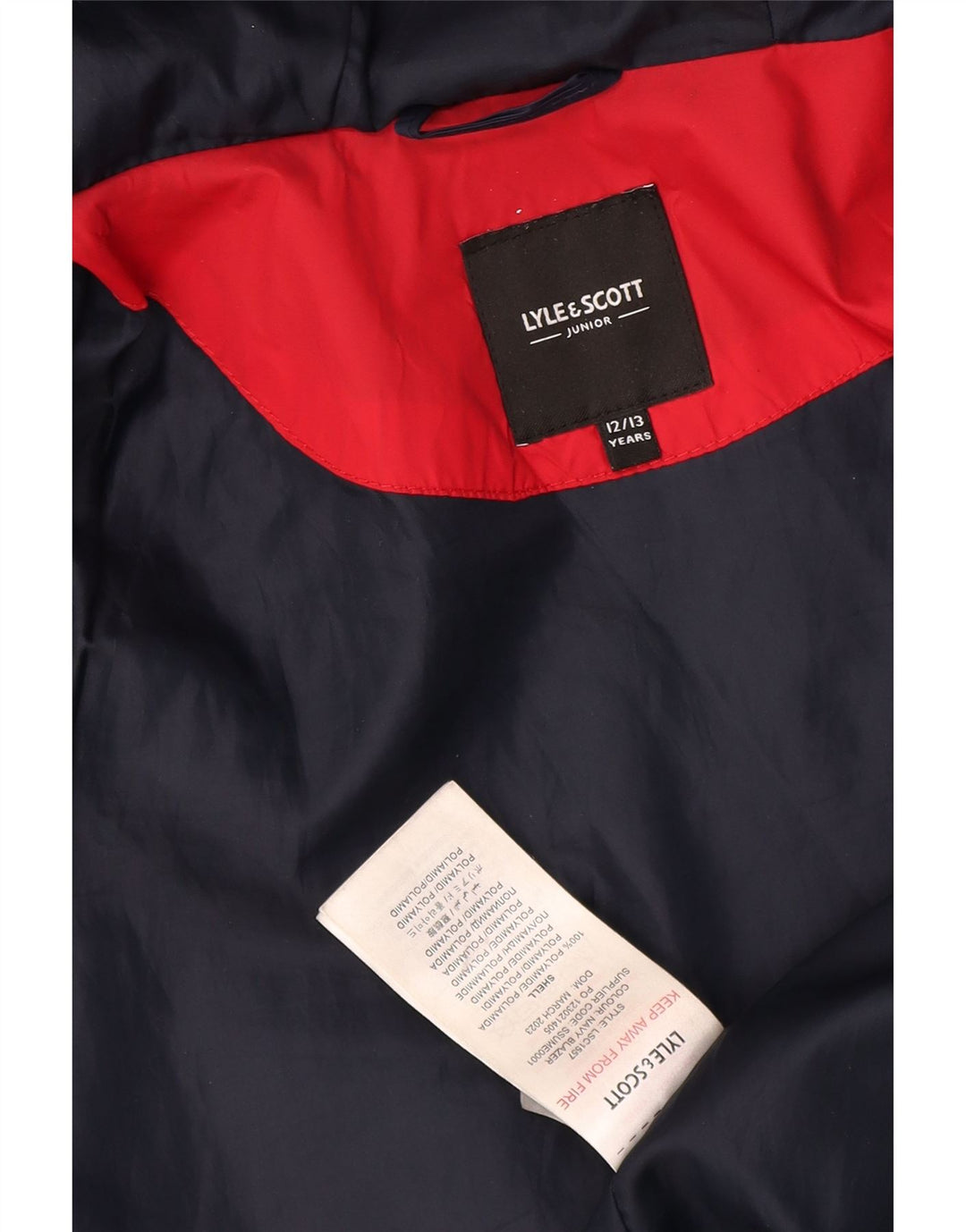 Lyle & Scott Wattierte Jacke mit Kapuze für Jungen, 12–13 Jahre, Marineblau, Farbblock