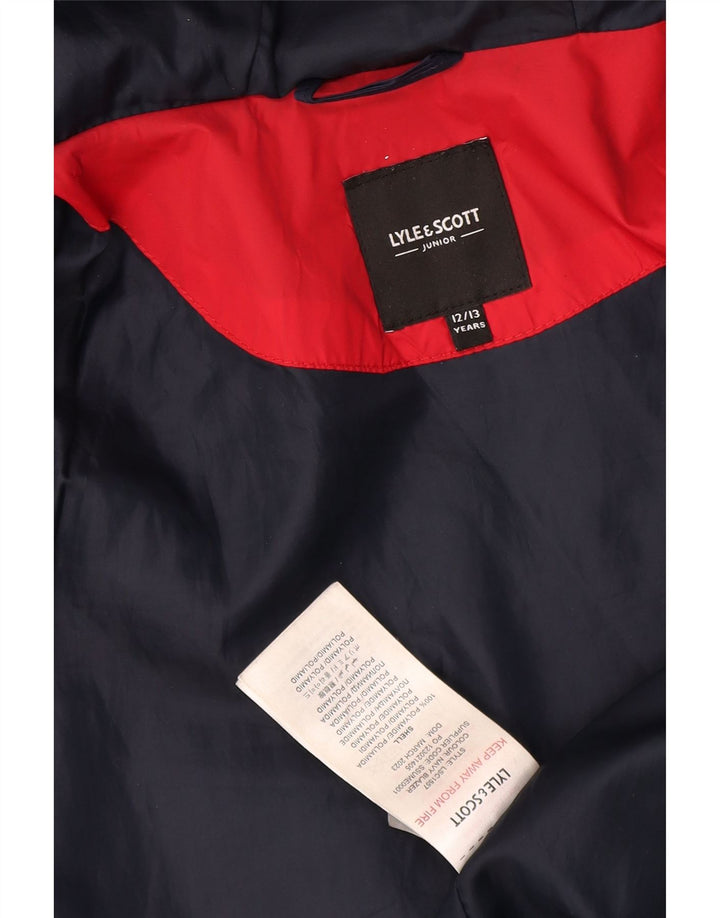Lyle & Scott Wattierte Jacke mit Kapuze für Jungen, 12–13 Jahre, Marineblau, Farbblock