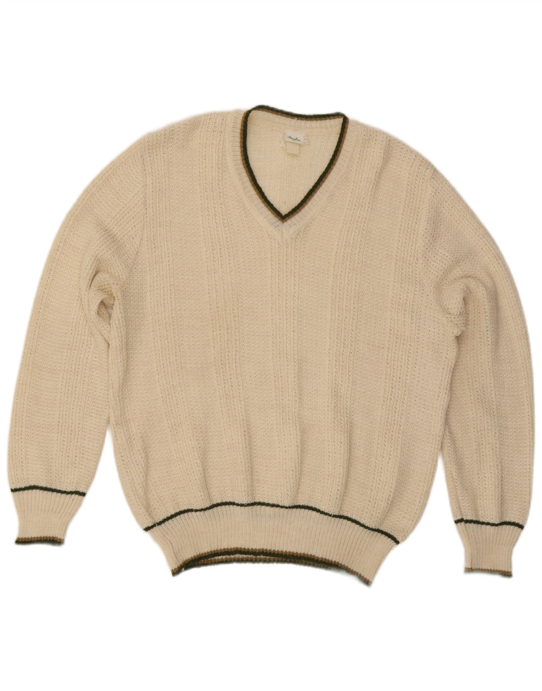 VINTAGE Mens V-Neck Jumper Sweater IT 54 XL Off White