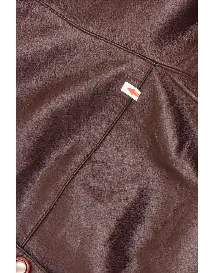 Vintage Damen Ledermantel UK 20 2XL Braunes Leder