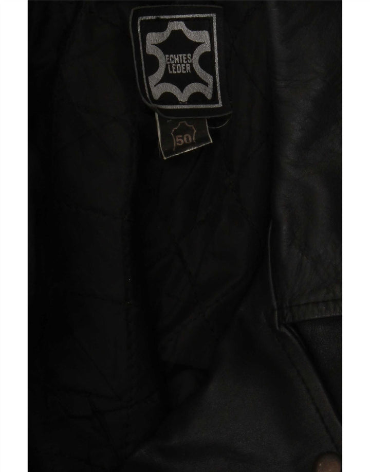 Vintage Herren Militär-Leder-Bikerjacke IT 50 Medium Schwarz