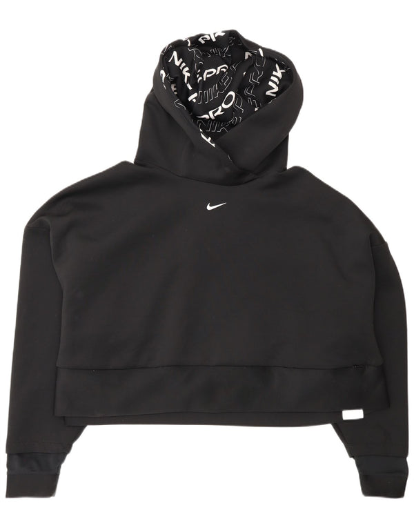 Nike Damen Dri Fit Crop Hoodie Pullover UK 14 2XL Schwarz Polyester Sport