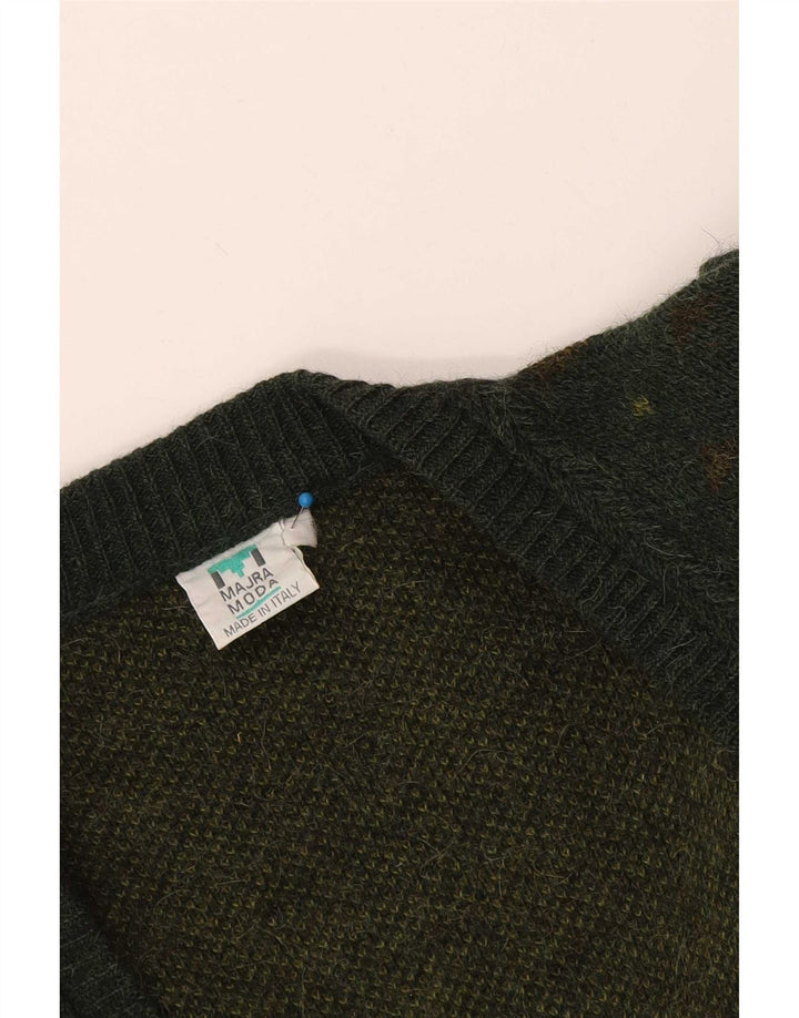 Vintage Herren Cardigan Pullover Groß Grün Fair Isle