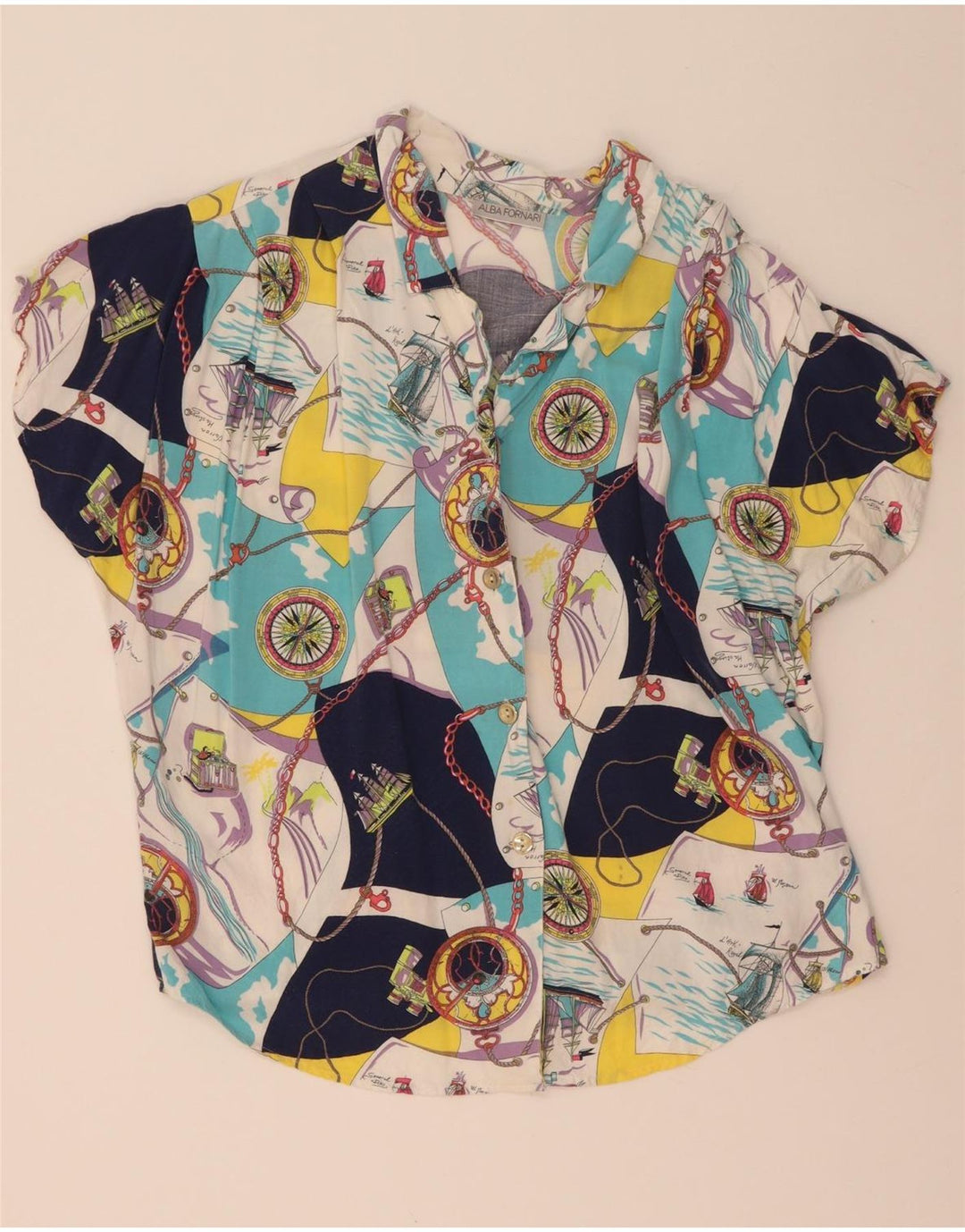 Alba Fornari Damen-Hemdbluse mit abstraktem Muster, Größe 40, mehrfarbig