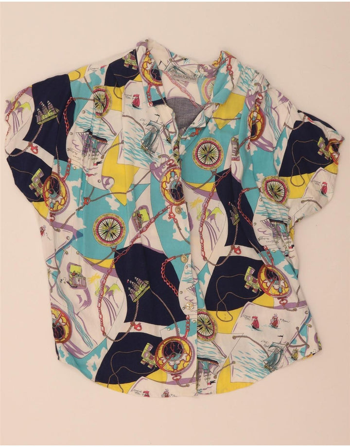 Alba Fornari Damen-Hemdbluse mit abstraktem Muster, Größe 40, mehrfarbig