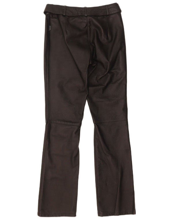 Tom Tailor Damen Bootcut-Lederhose EU 34 XS W28 L32 Schwarzes Leder