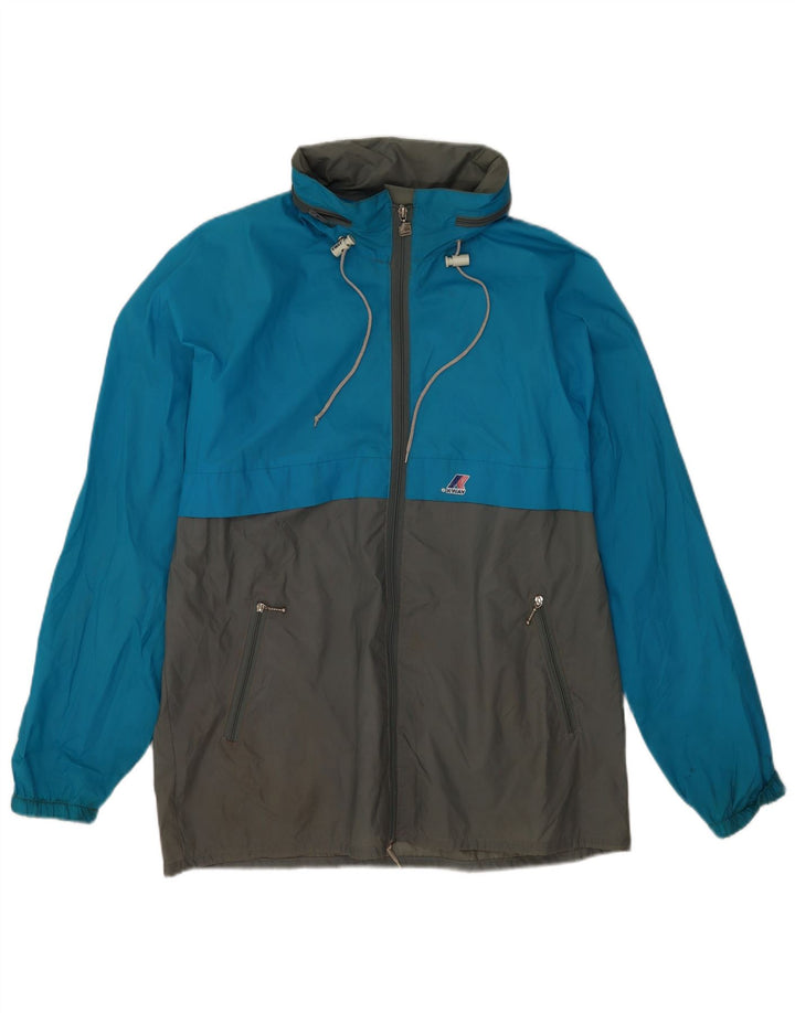 K-Way Herren-Regenjacke, UK 40, groß, blaues Colourblock-Polyamid