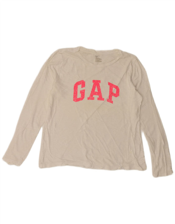 Gap Womens Graphic Top Langarm UK 16 Large Weiße Baumwolle