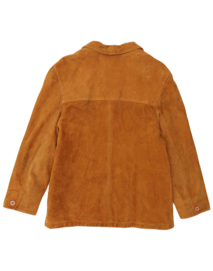 Conbipel Damen 3-Knopf-Wildleder-Blazerjacke IT 42 Mittelbeiges Leder