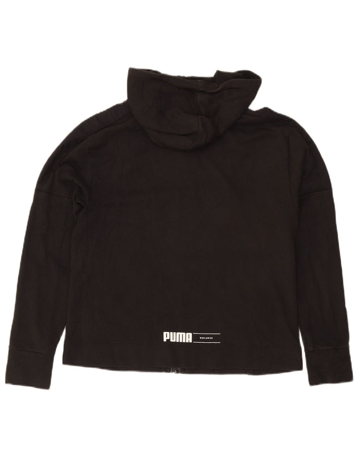 Puma Damen Zip Hoodie Pullover UK 14 Mittelgraue Baumwolle