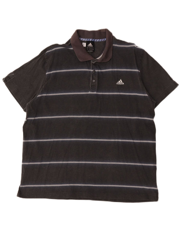 Adidas Herren Poloshirt Medium Schwarz Gestreifte Baumwolle