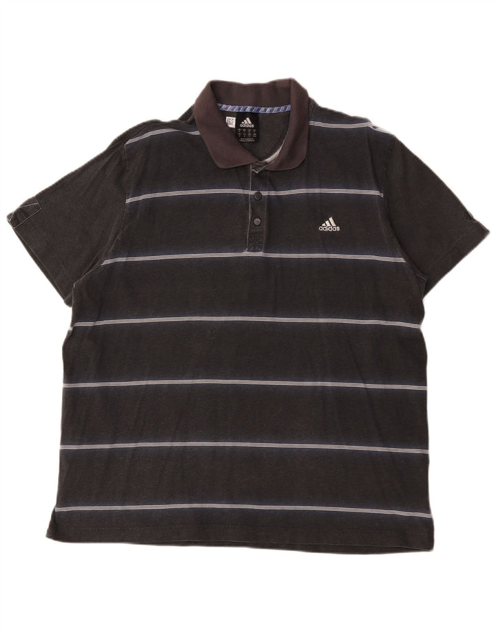 Adidas Herren Poloshirt Medium Schwarz Gestreifte Baumwolle