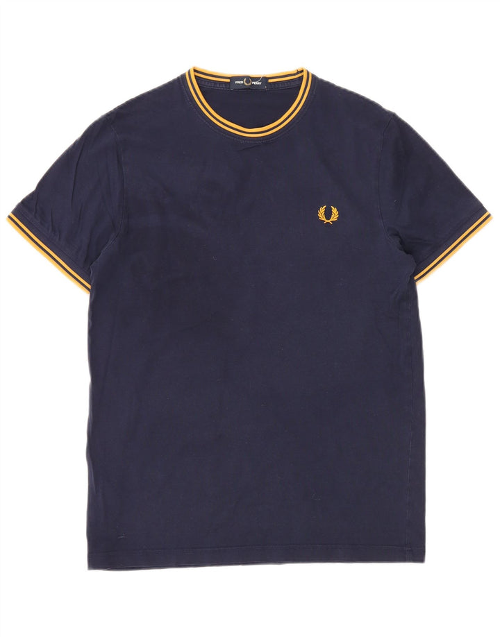 Fred Perry Herren T-Shirt Top Small Marineblau Baumwolle