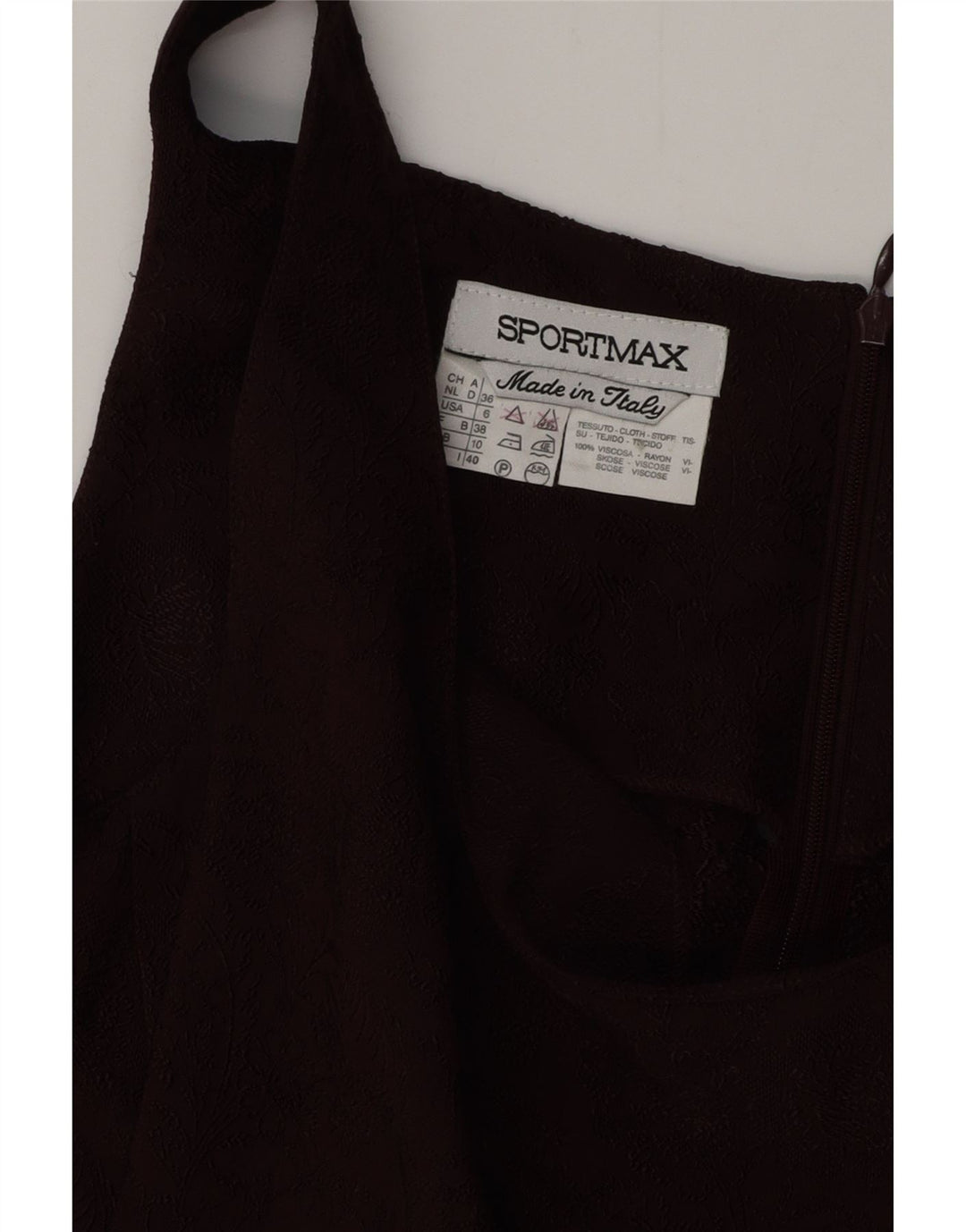 SPORTMAX Damen ärmelloses, figurbetontes Kleid, Gr. 10, klein, Burgunderrot mit Blumenmuster