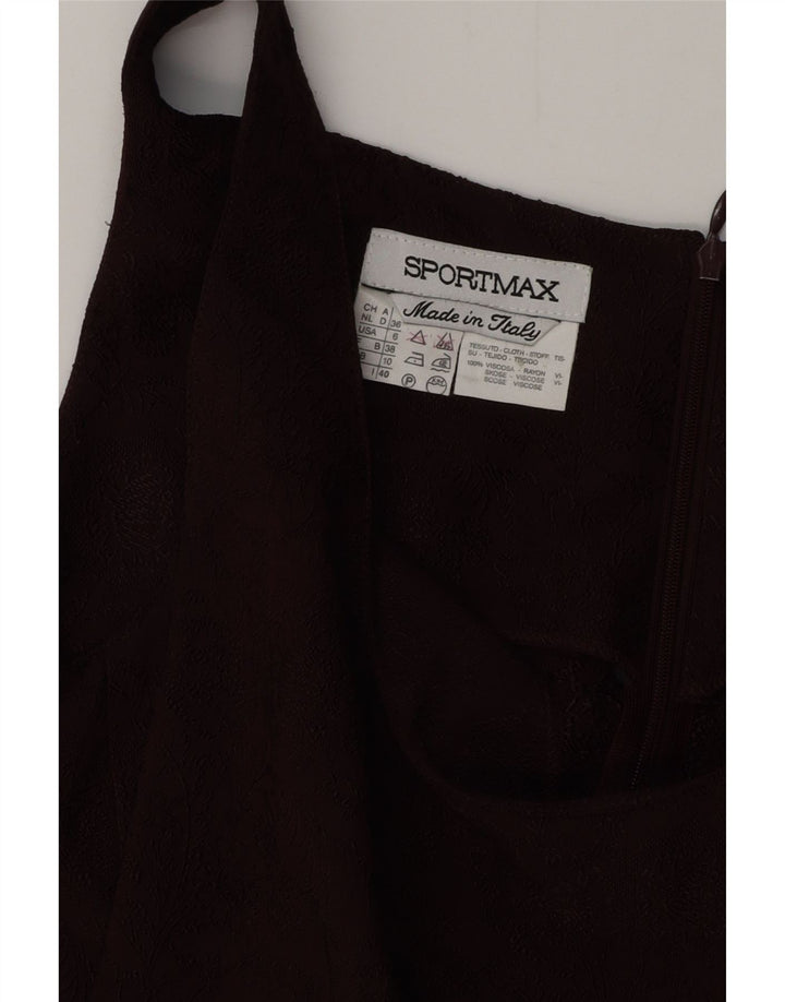 SPORTMAX Damen ärmelloses, figurbetontes Kleid, Gr. 10, klein, Burgunderrot mit Blumenmuster