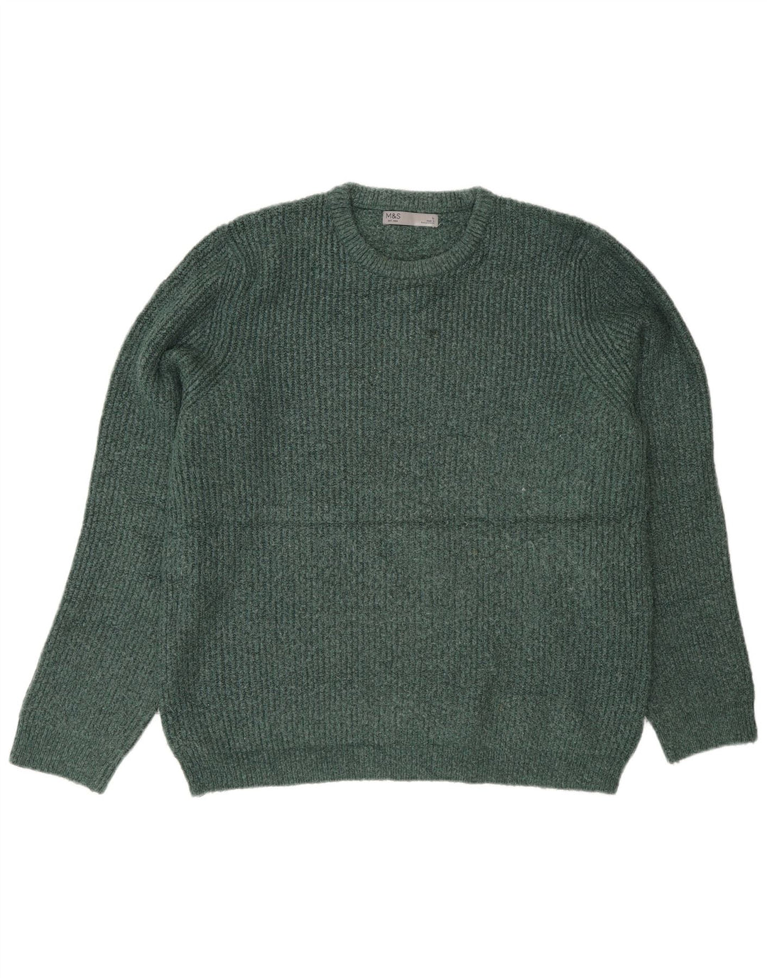 Marks & Spencer Herren-Pullover mit Rundhalsausschnitt, Größe L, grünes Acryl