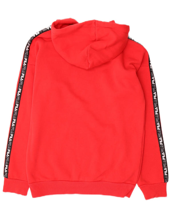 Fila Womens Graphic Oversized Hoodie Pullover UK 2 2XS Rote Colourblock-Baumwolle