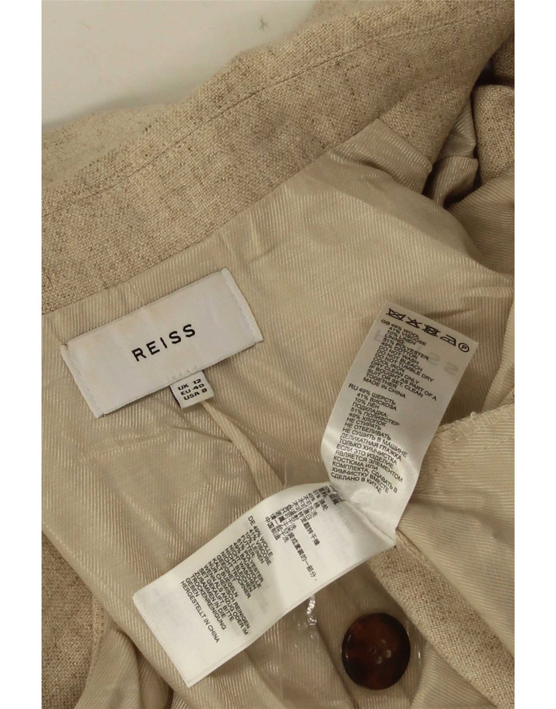 Reiss Damen-Overall, ärmellos, UK 12, mittelbeige Wolle