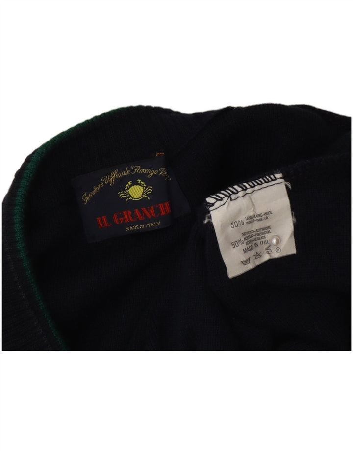 Il Granchio Herren-Pullover mit V-Ausschnitt, XL, marineblaue Wolle