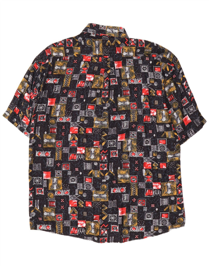 Tipo' S Herren Kurzarmhemd XL Schwarz Patchwork Viskose