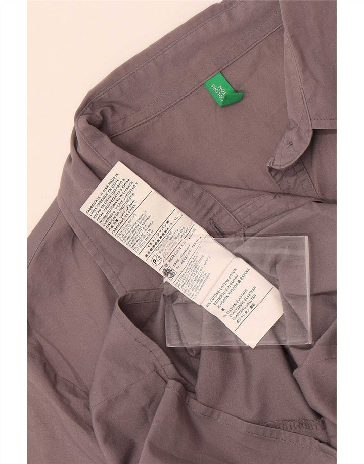 Benetton Damen-Pullover-Hemd UK 10 Small aus grauer Baumwolle