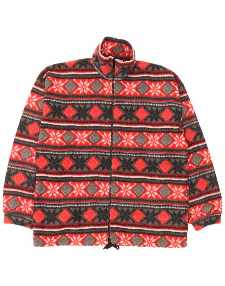 Vintage Herren Fleecejacke UK 40 Large Red Fair Isle
