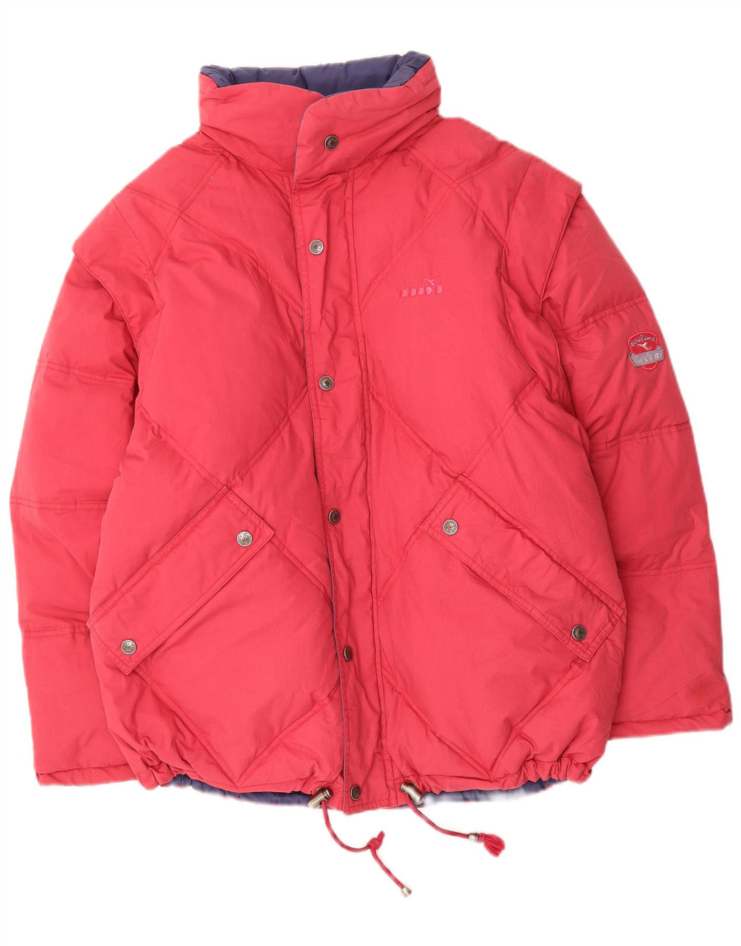 Diadora Herren Reversible Wattierte Jacke UK 36 Small Rot Polyester