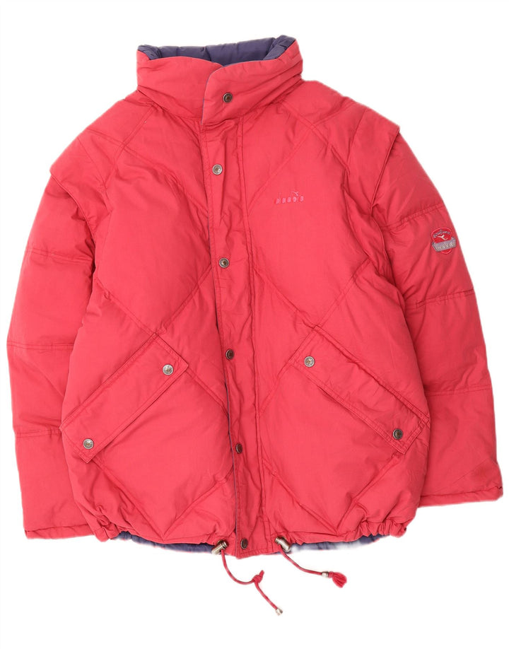 Diadora Herren Reversible Wattierte Jacke UK 36 Small Rot Polyester