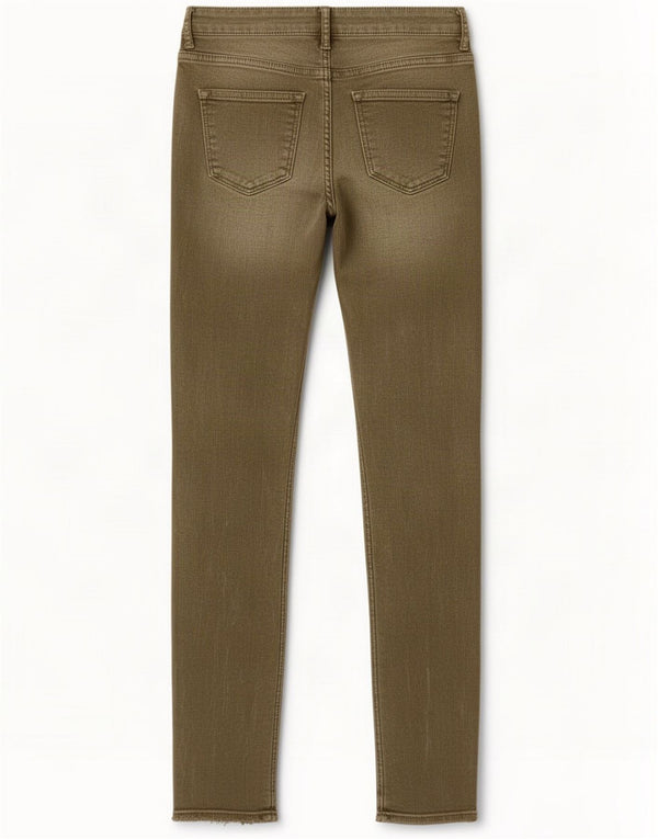 Zara Damen Distressed Skinny Jeans EU 38 Small W28 L26 Khaki Baumwolle