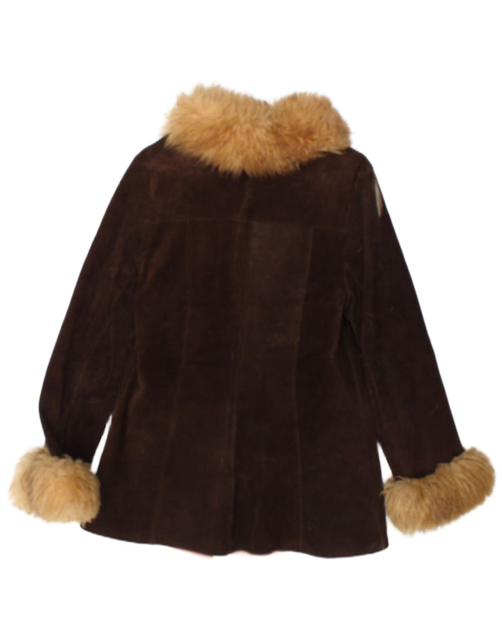 Vintage Damen Wildlederjacke UK 12 Mittelbraun