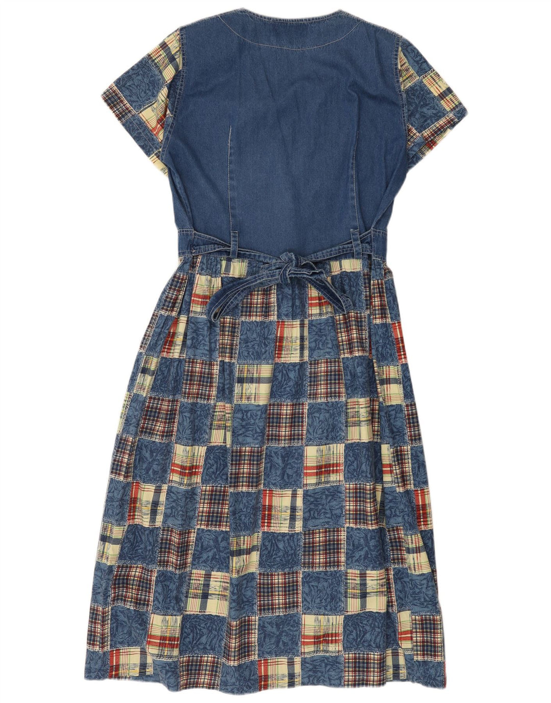 Vintage Damen Jeanskleid UK 14 Mittelblau Patchwork