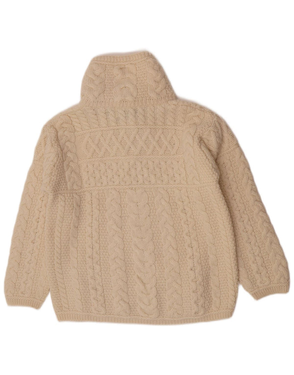Aran Crafts Damen-Cardigan mit durchgehendem Reißverschluss, UK 16, Größe L, gebrochenes Weiß