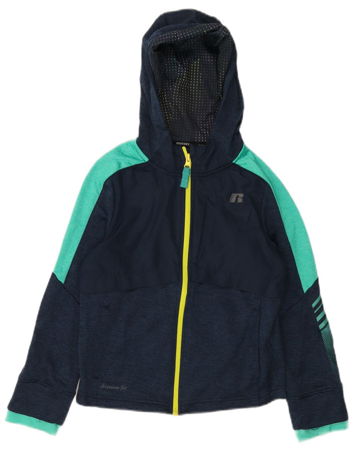 RUSSELL ATHLETIC Jungen-Trainingsanzug-Top-Jacke, 7–8 Jahre, mittleres Marineblau