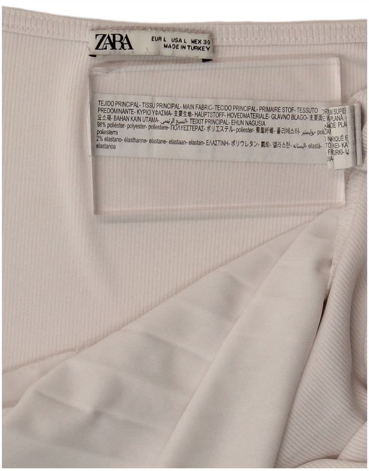 Zara Damen Blusenoberteil UK 16 Large Weiß Polyester