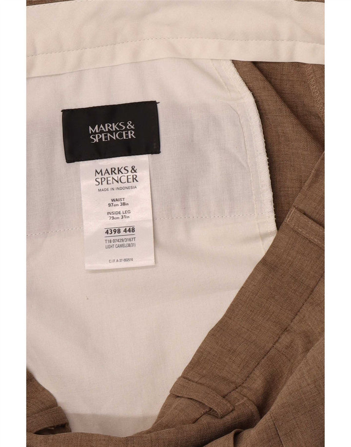 MARKS & SPENCER Gerade Herren-Anzughose W38 L31 Beige Polyester
