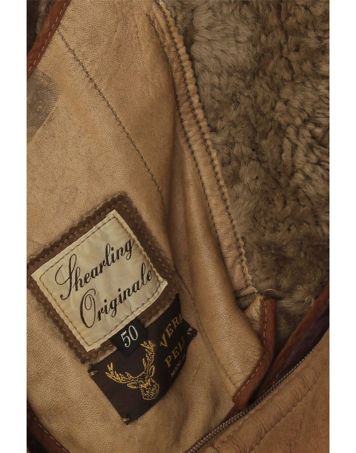 Vintage Herren Shearling Jacke IT 50 Großes braunes Shearling