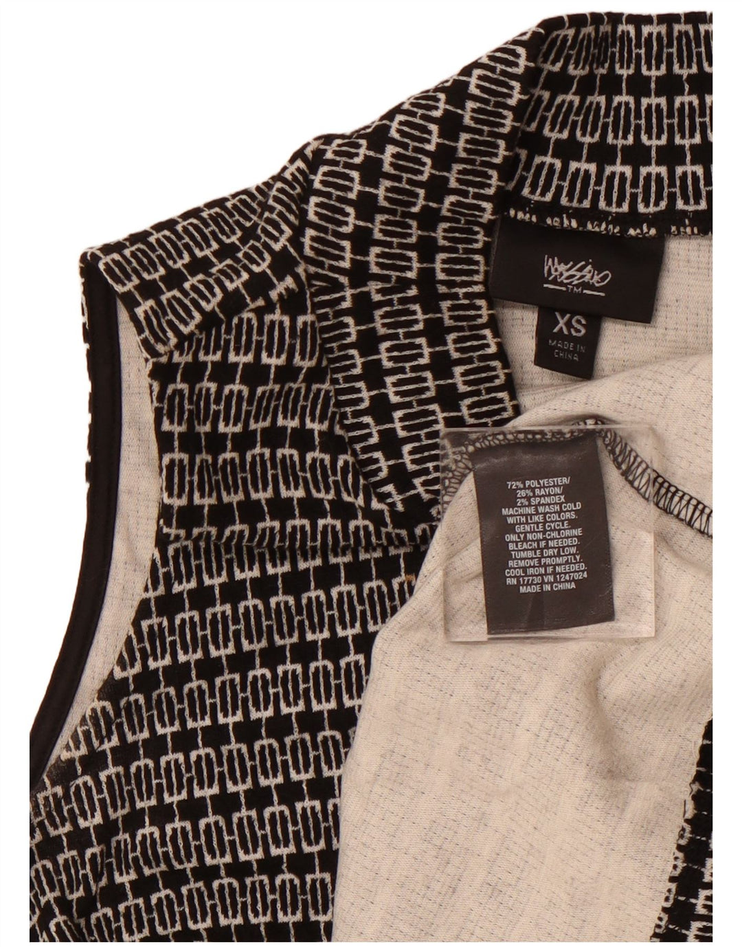 MOSSIMO Ärmelloses A-Linien-Kleid für Damen, UK 6 XS, schwarzes geometrisches Polyester