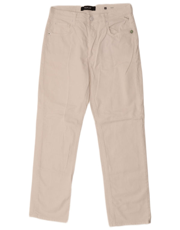 Replay Damen Straight Jeans W28 L29 Weiße Baumwolle