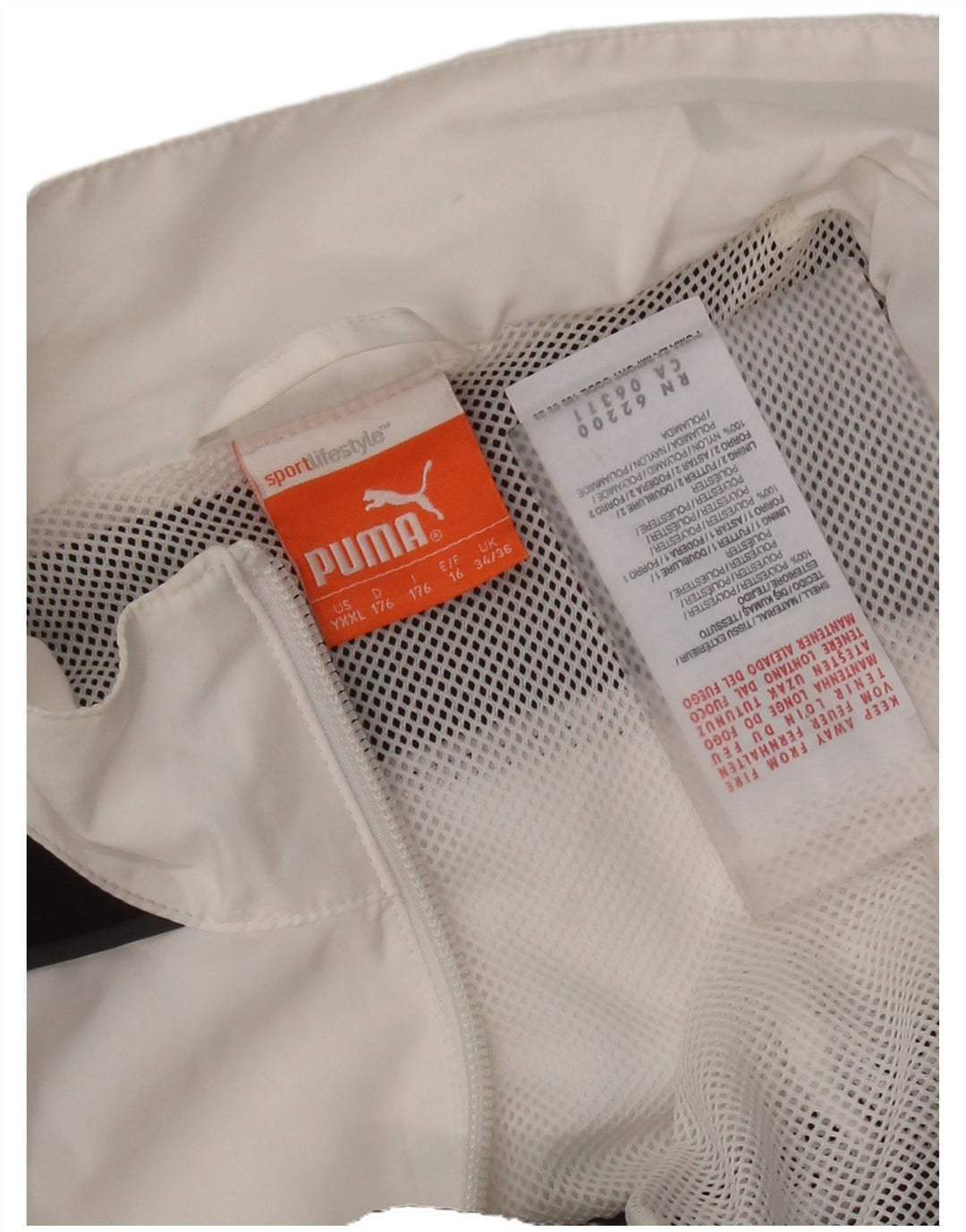 PUMA Jungen-Trainingsanzug, Top-Jacke, 15–16 Jahre, weißes Colourblock-Polyester