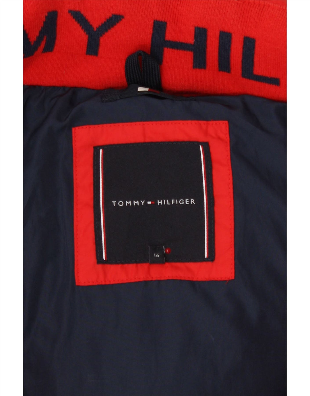 Tommy Hilfiger Wattierte Jungenjacke mit Kapuze, 15–16 Jahre, rotes Polyester