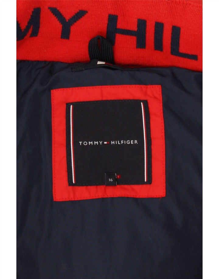 Tommy Hilfiger Wattierte Jungenjacke mit Kapuze, 15–16 Jahre, rotes Polyester