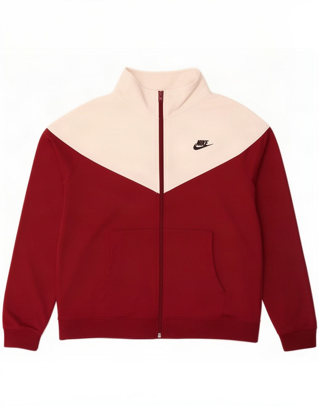 Nike Herren-Trainingsanzug-Top-Jacke, großes kastanienbraunes Farbblock-Polyester