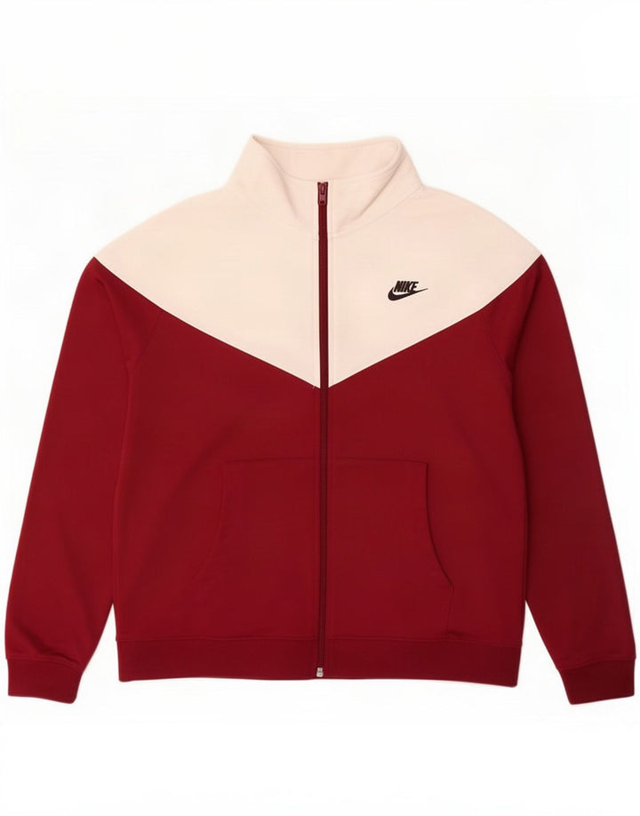 Nike Herren-Trainingsanzug-Top-Jacke, großes kastanienbraunes Farbblock-Polyester