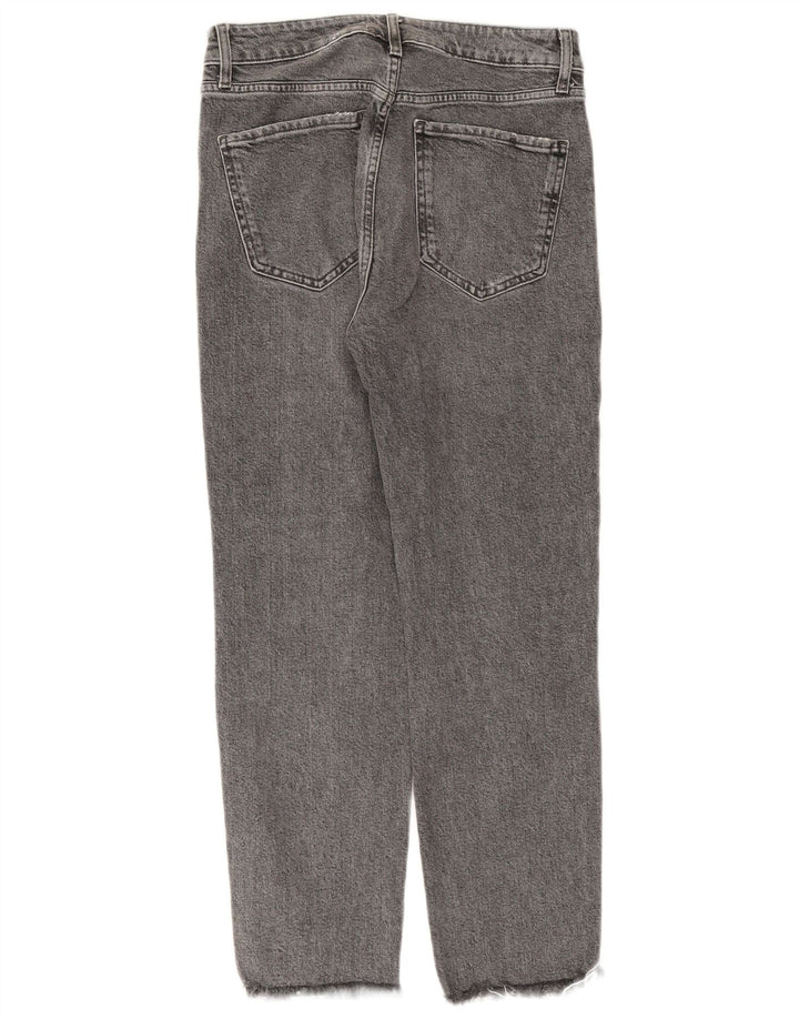 Zara Damen Distressed Straight Jeans EU 38 Small W28 L27 Graue Baumwolle