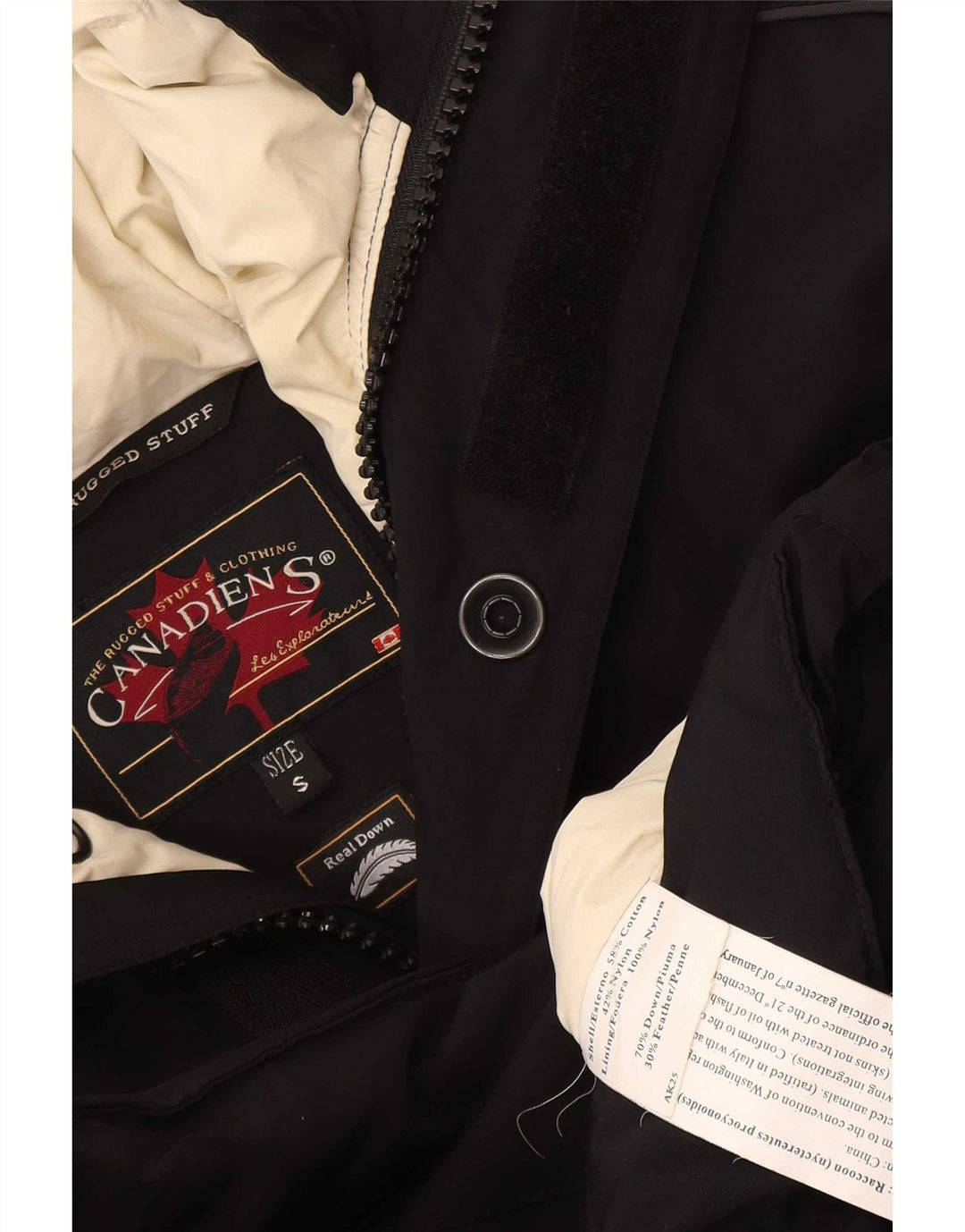 Canadiens Herren-Jacke mit Kapuze, gepolstert, UK 36, Größe S, Schwarz, Baumwolle